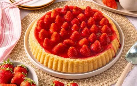 Ein köstlicher Erdbeerkuchen mit frischen Erdbeeren und Gelee. Dieses Erdbeerboden Rezept ist perfekt für den Sommer.